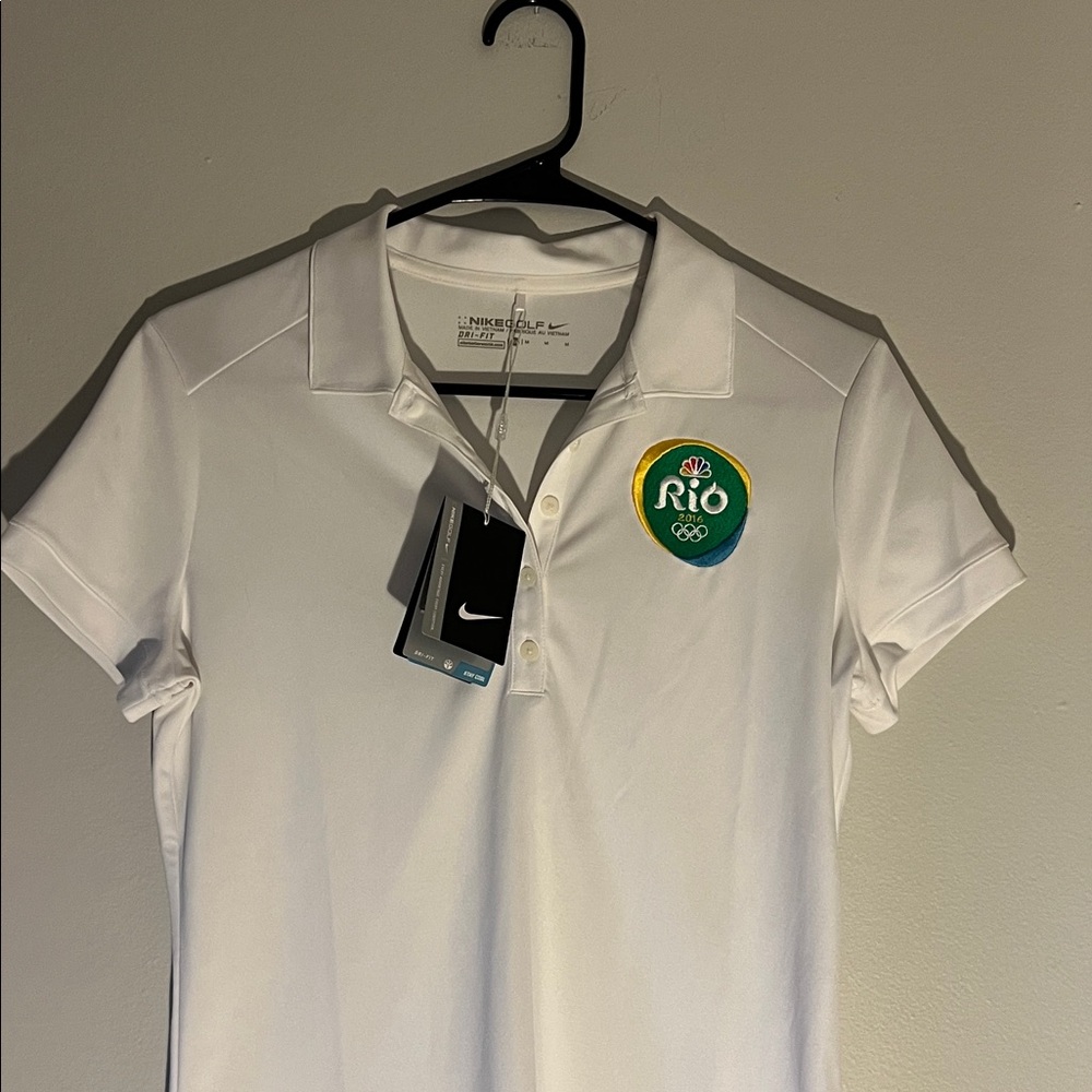 Nike White Polo Shirt with Rio Logo